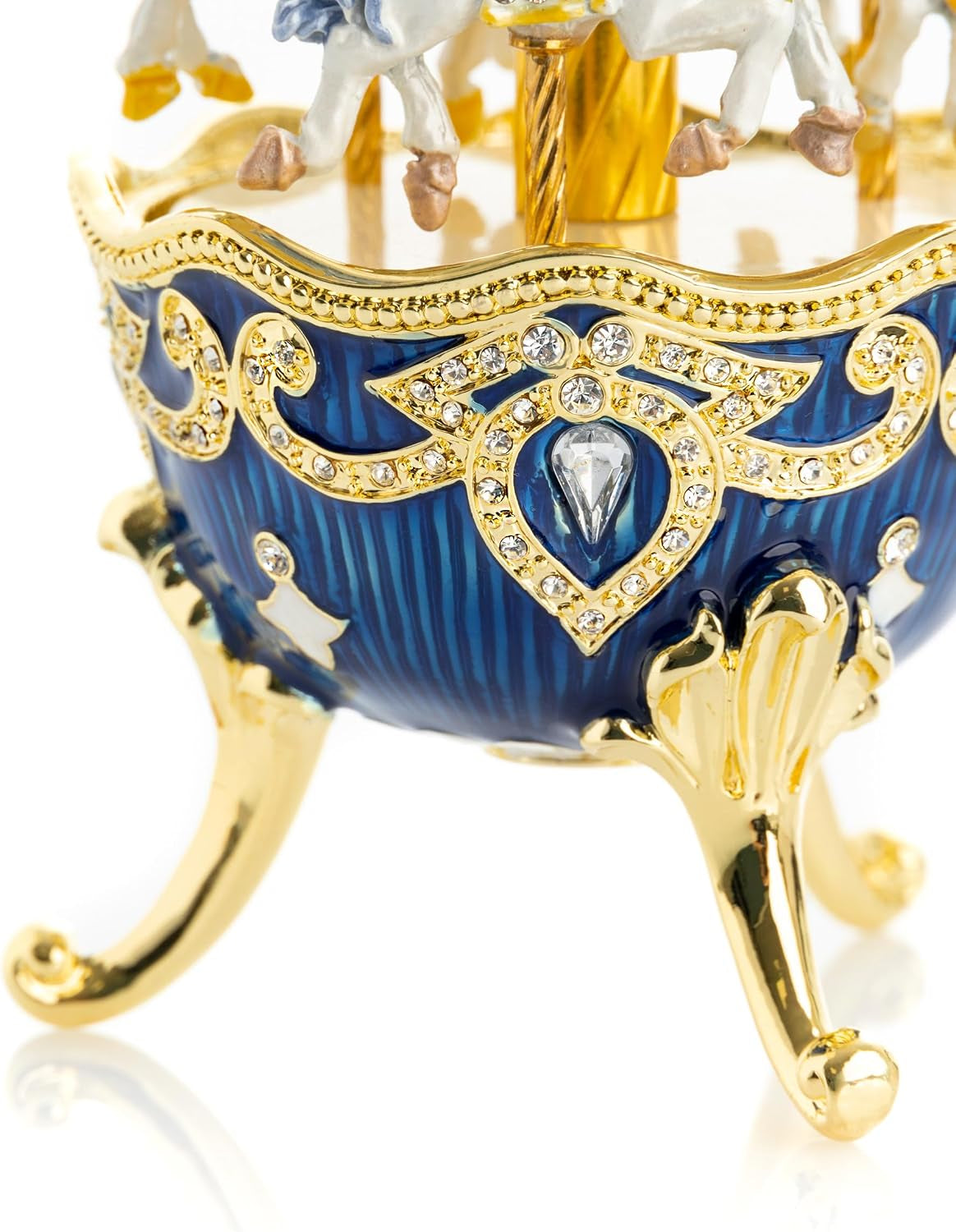 Carousel Horse Spieluhr | Schmuckobjekt mit Goldakzent