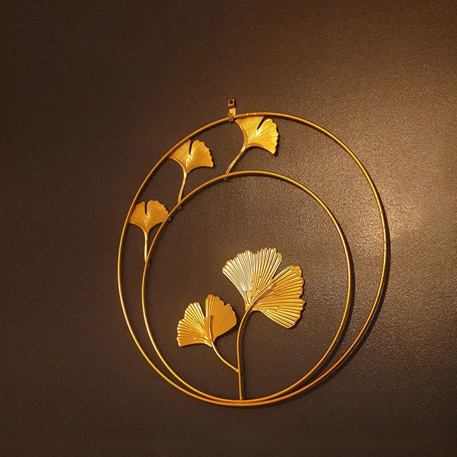 Gold Wanddeko Metall 3D Wandskulpturen, 3Pcs Wanddeko, 3D Wandbild Aus Metall Blätter, Ginkgo Blatt Kunst Hängen Ornament, Für Schlafzimmer Wohnzimmer Heimtextilien (Gold)