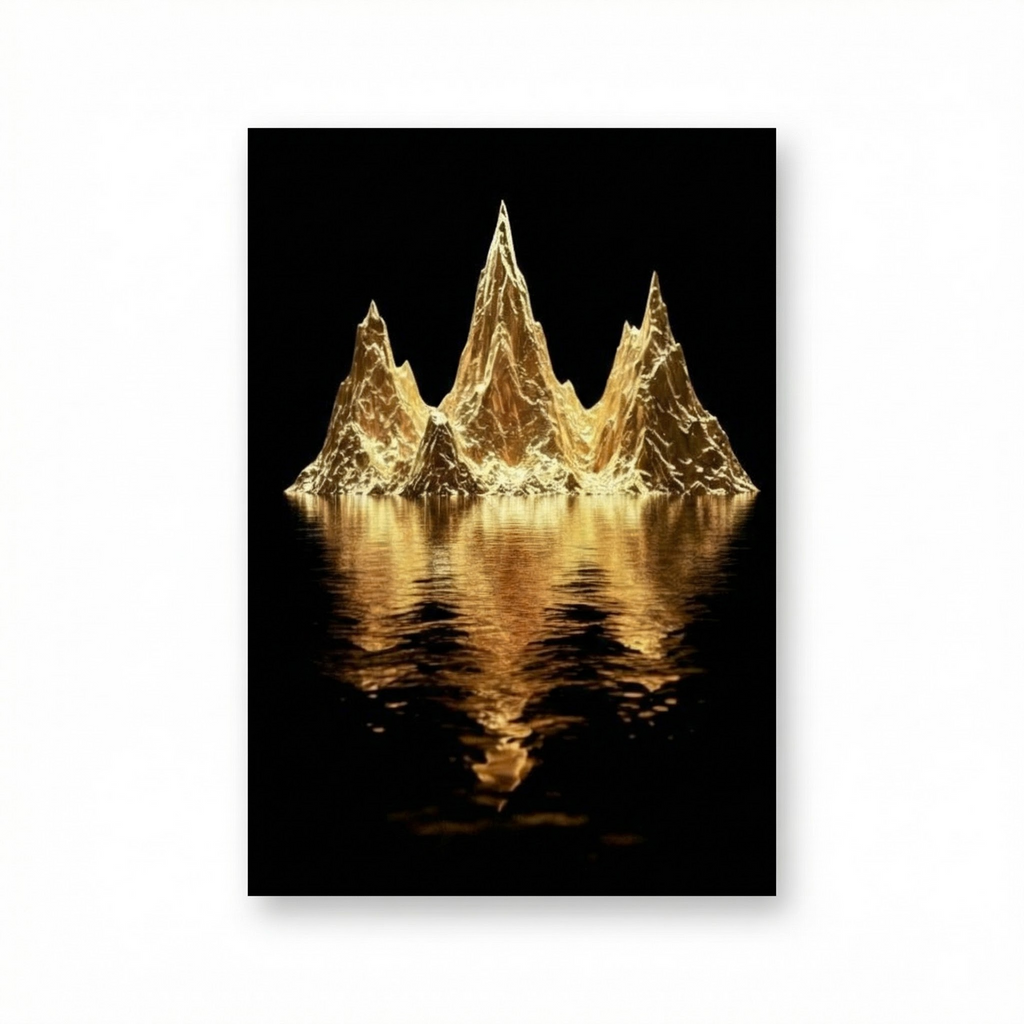 [Leinwandbild "The Golden Enigma" – Abstraktes Schwarz-Gold Wandbild] - Luxus Wandbild mit 24 Karat Gold | Dark Luxury Interior & Wanddekoration.