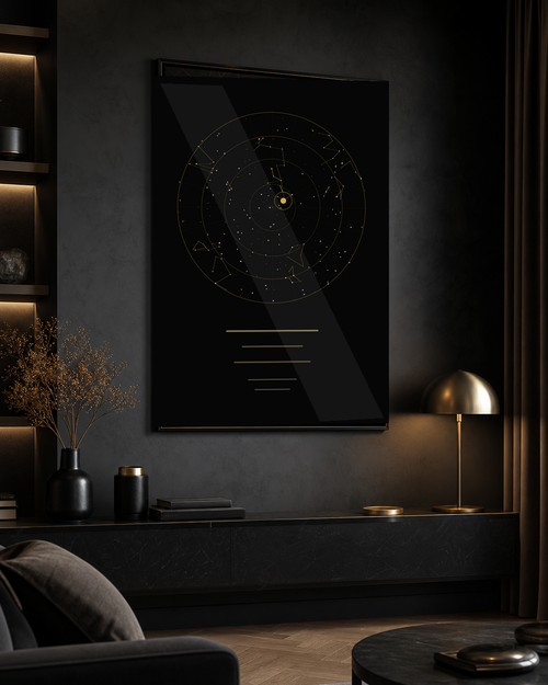Personalisierte Sternenkarte in Schwarz und Gold als LAFFARTS Wandbild