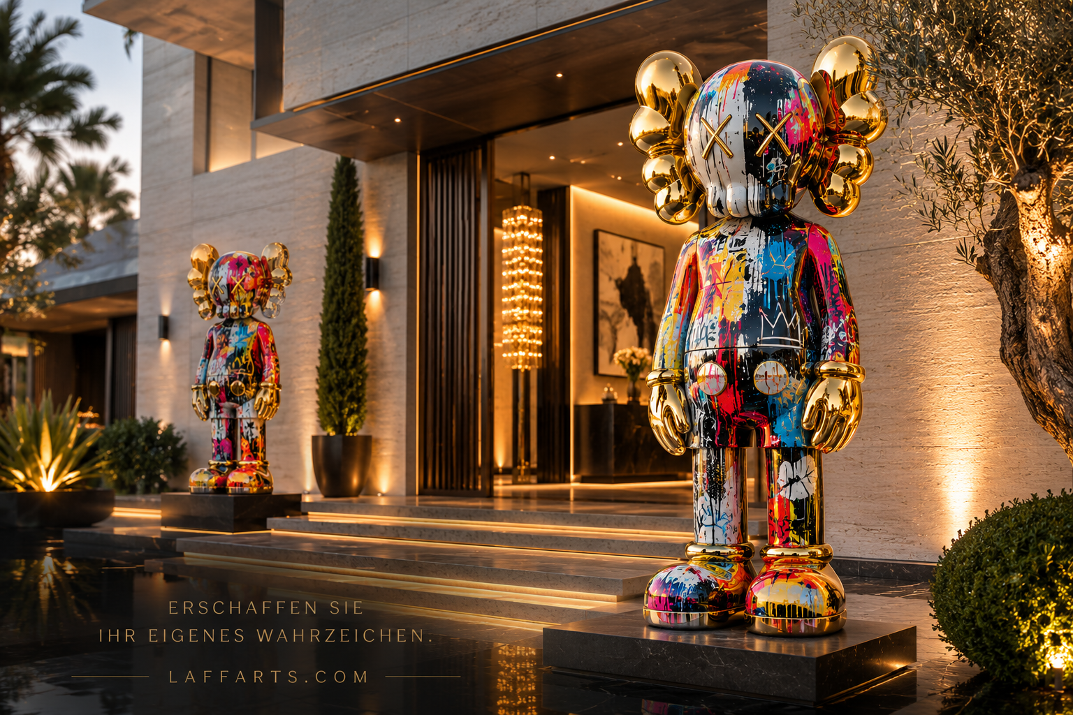 Große Pop-Art Gold-Skulptur als Beispiel für ein individuelles Unikat